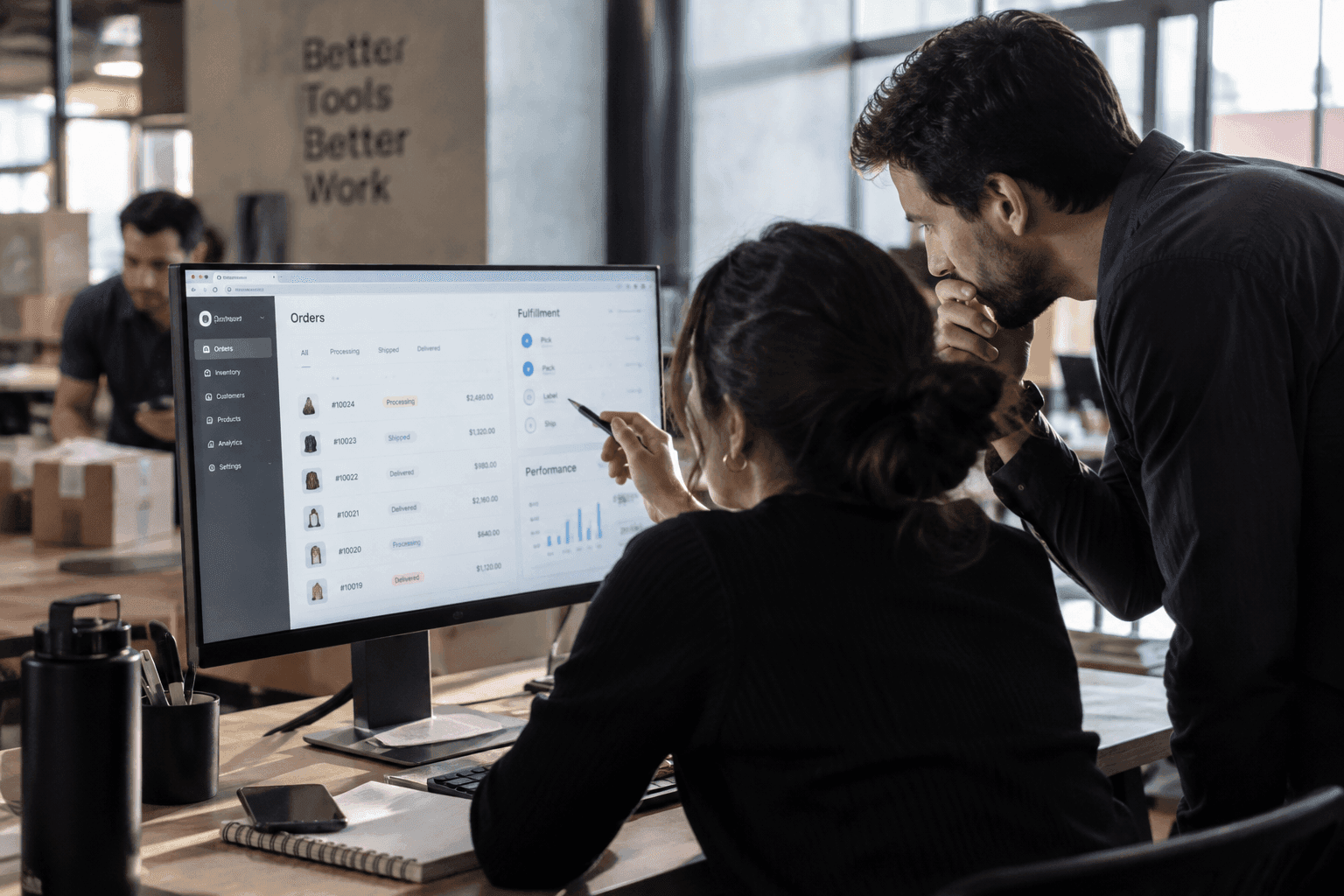 Especialistas revisan la experiencia de usuario de un software empresarial mientras analizan un flujo de trabajo en pantalla.”